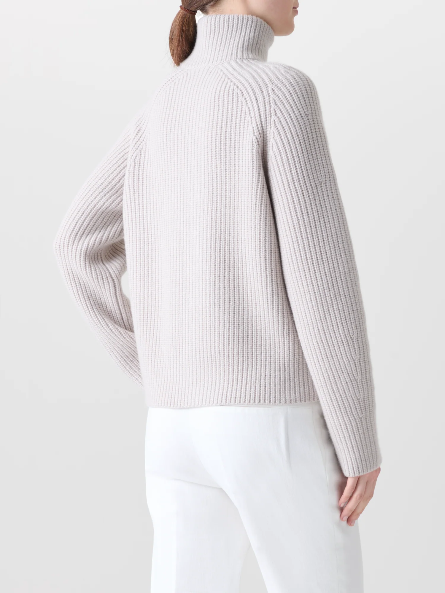 Boxy Rib Knit Cardigan in Pure Cashmere - Image 5