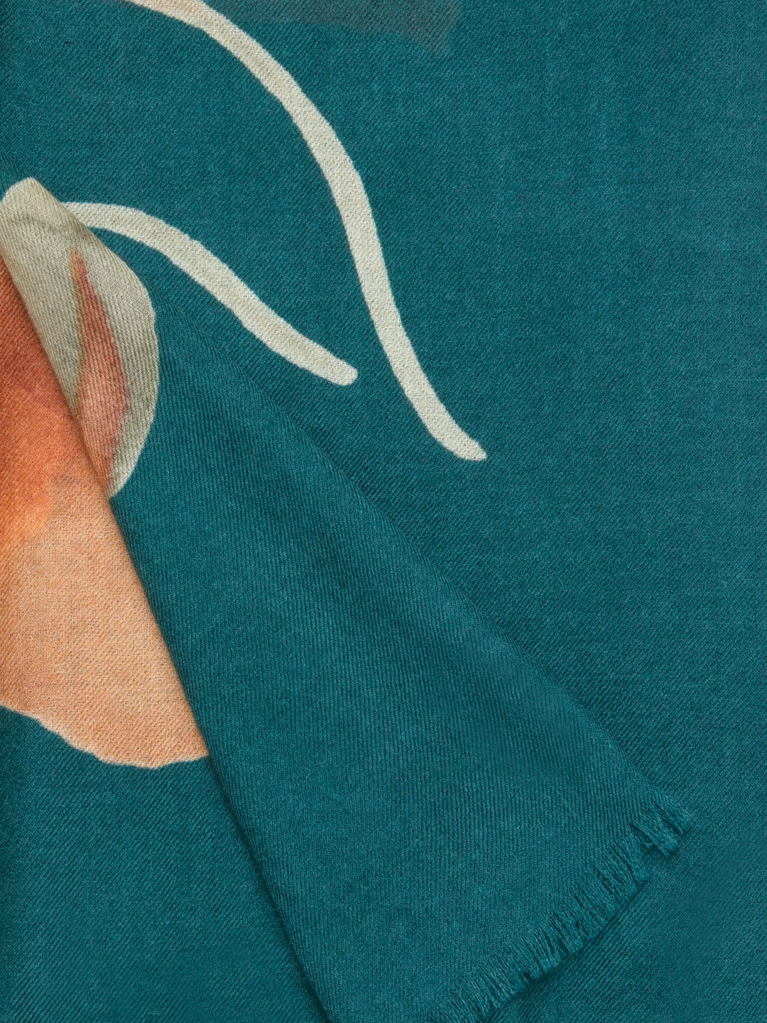 Cashmere Silk Scarf with Placed Anemone Print - Image 3