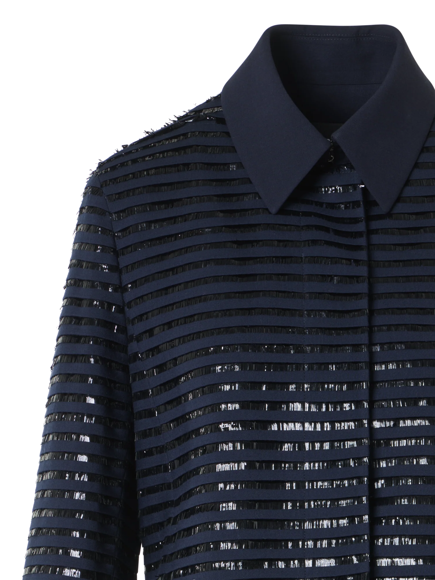 Lamé Fringes Embroidered Wool Short Jacket - Image 3