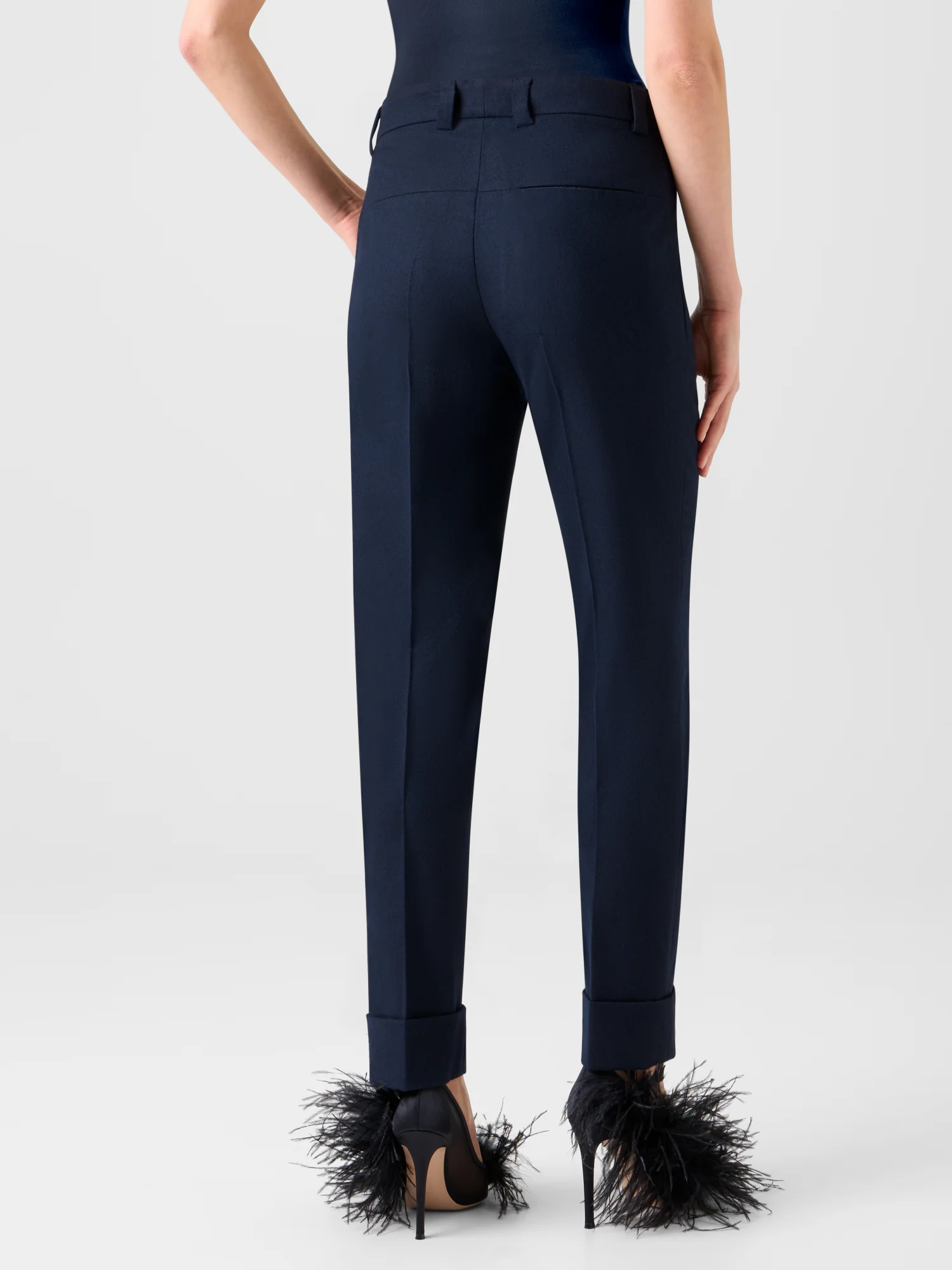 Cropped Tapered Stretch Wool Flannel Pants - Image 5