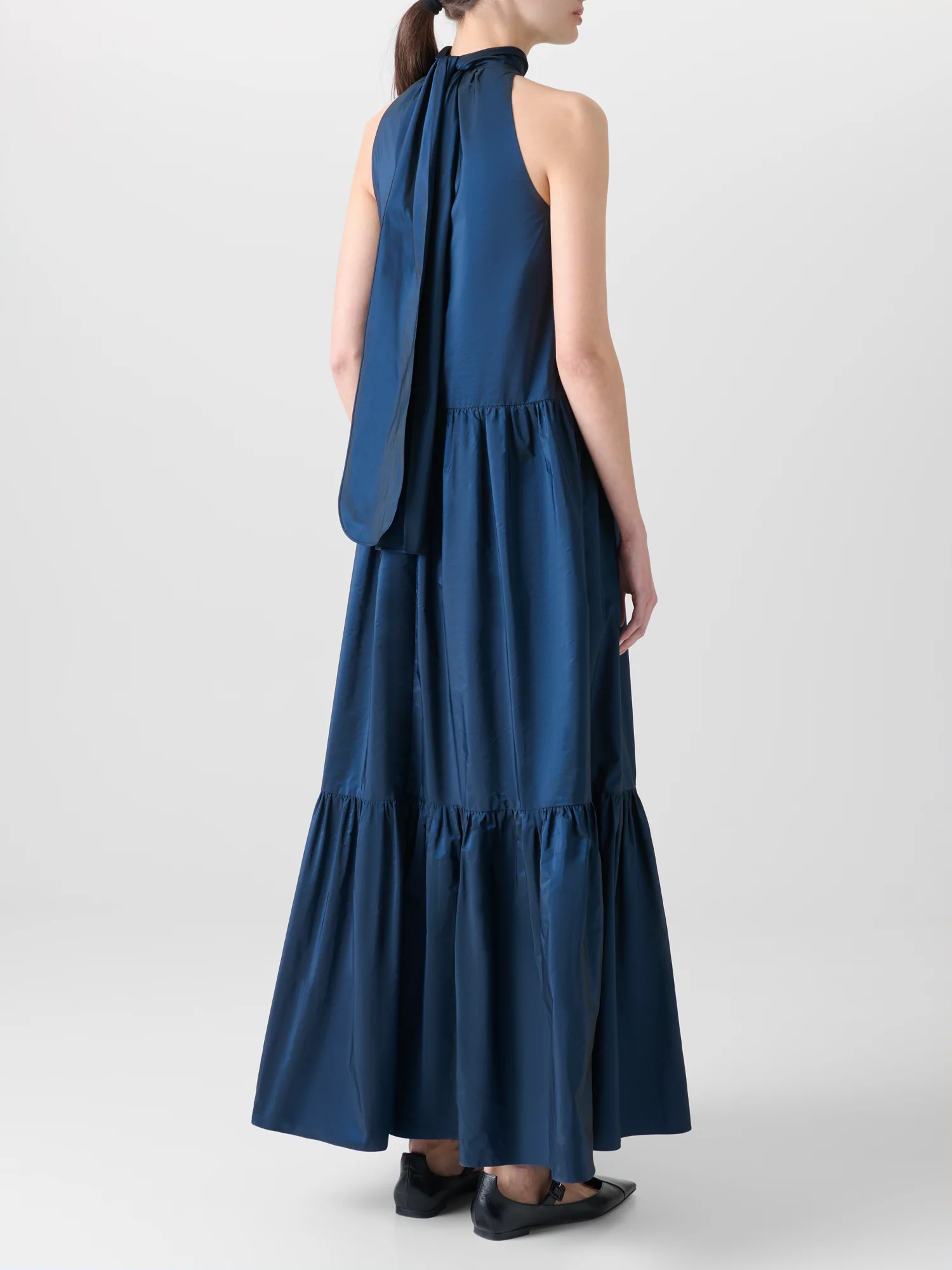 Halter Maxi Dress in Tiered Techno Taffeta - Image 5