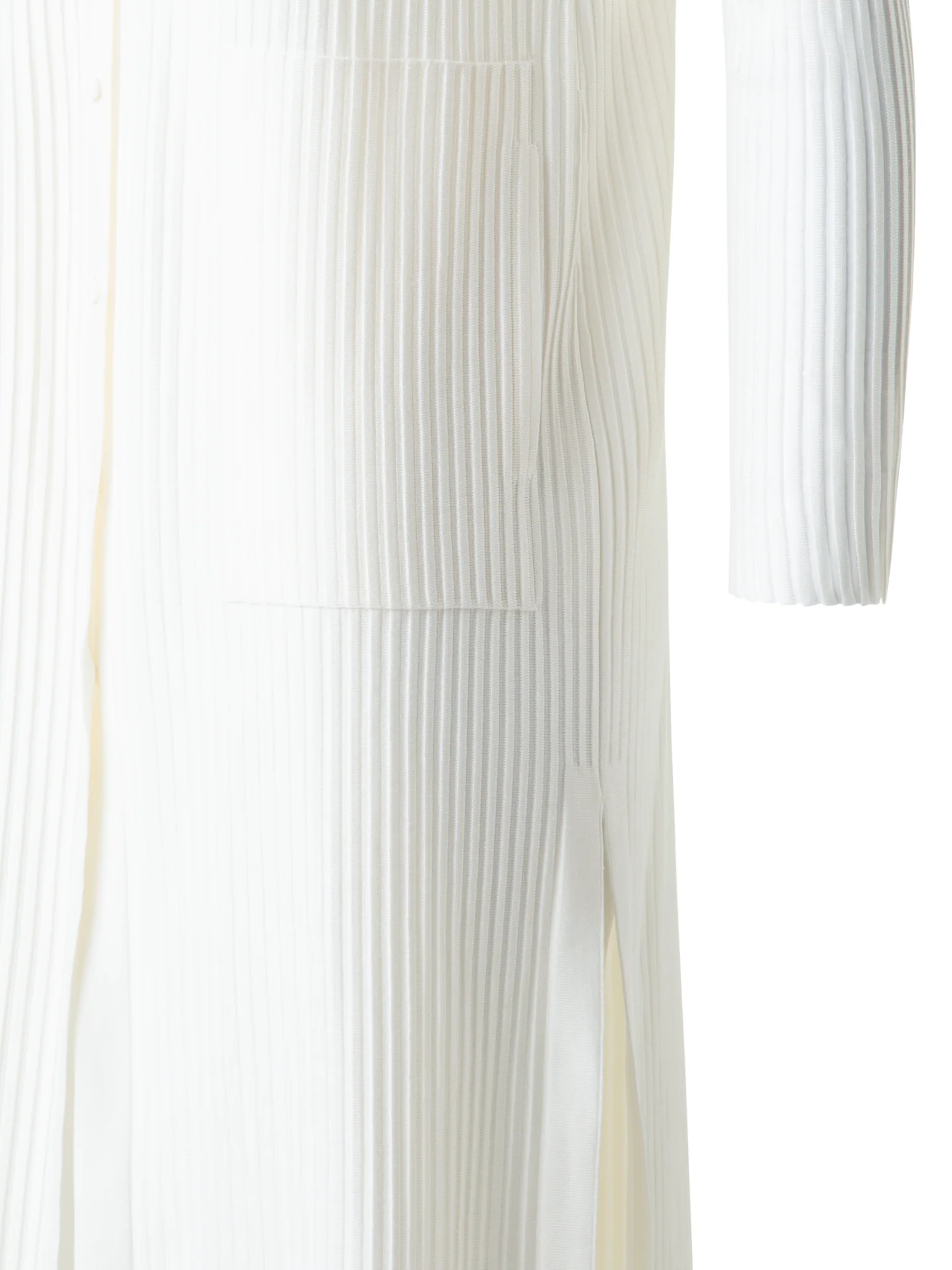 Long Knit Coat in Semi-Sheer Silk Cotton - Image 3