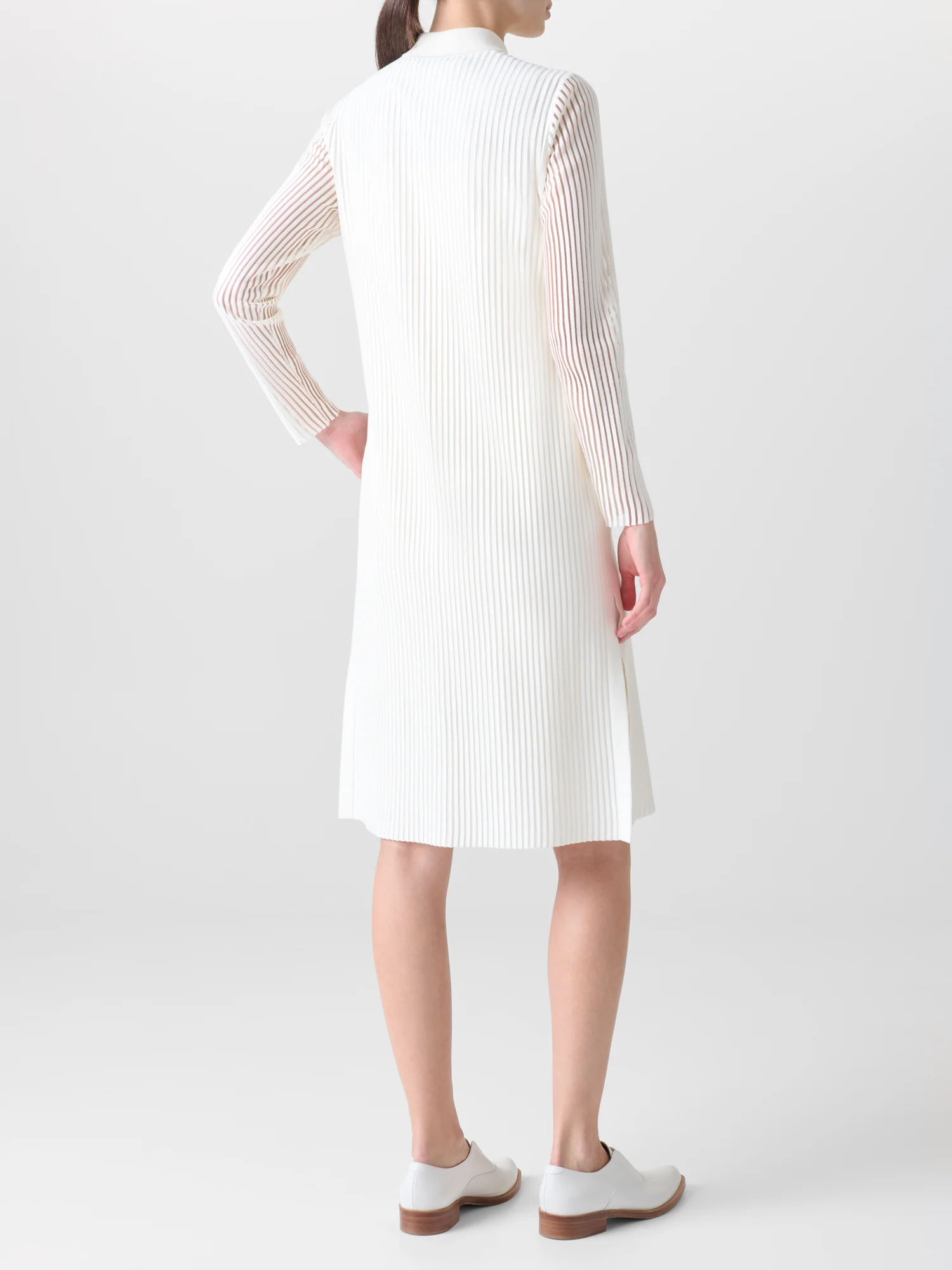 Long Knit Coat in Semi-Sheer Silk Cotton - Image 5