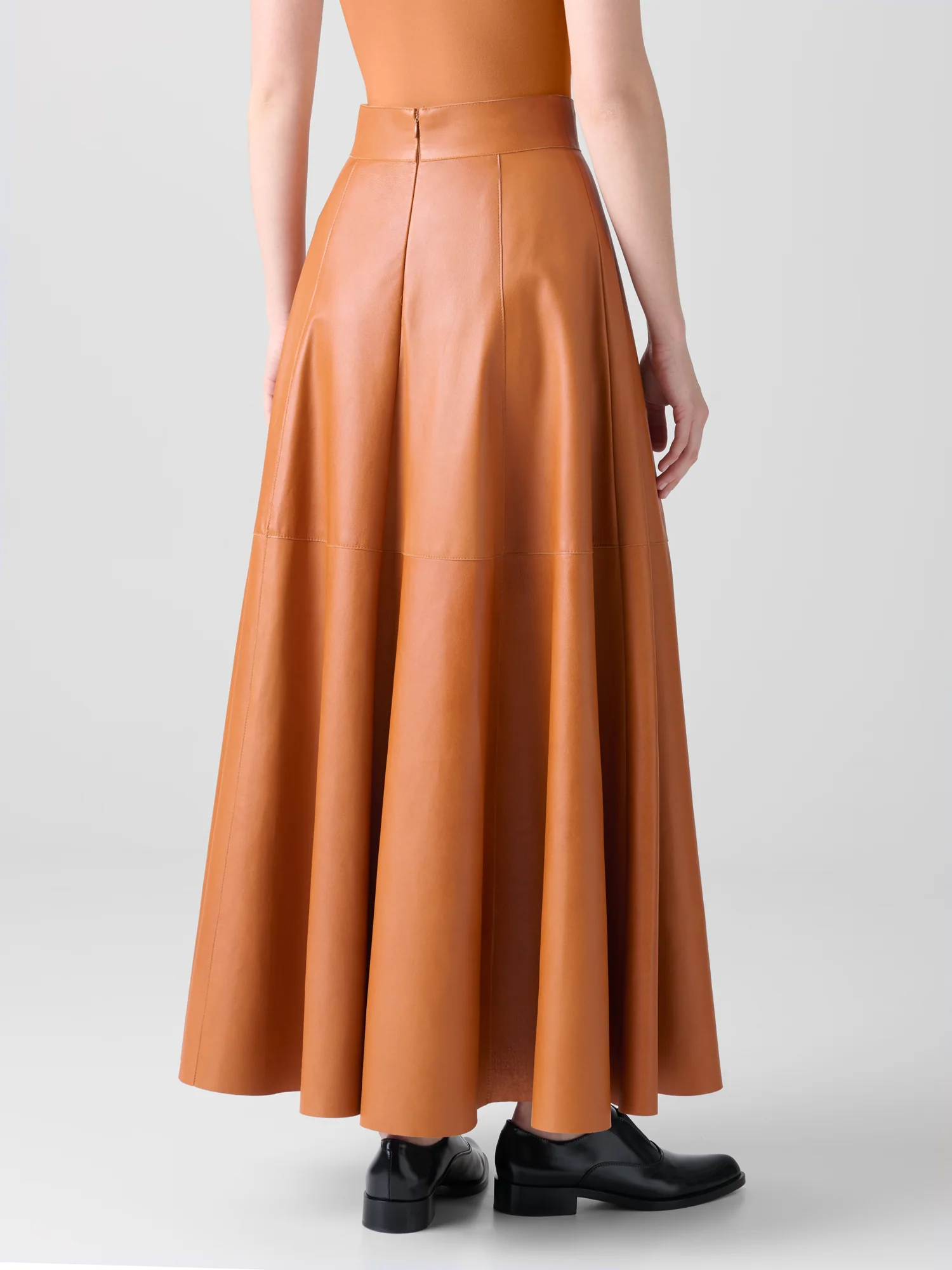 Midi Leather Skirt in A-Line - Image 5