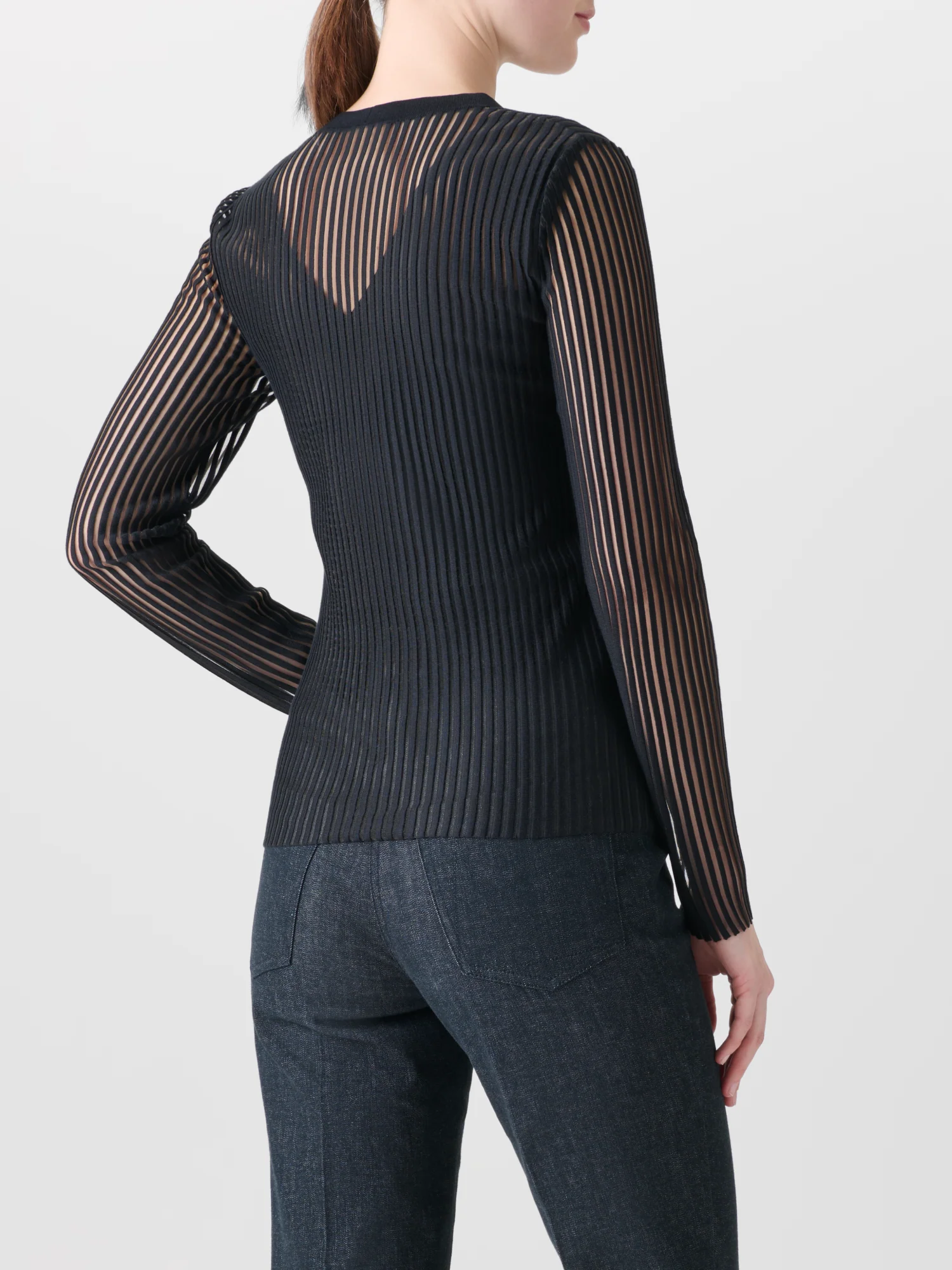 Semi-Sheer Cardigan in Silk Cotton Knit - Image 5