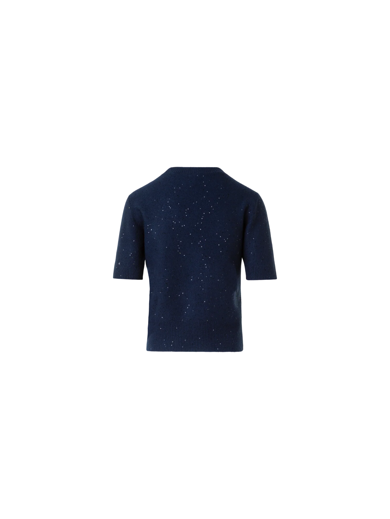 Sequin Short-Sleeve Wool Cashmere Knit Sweater - Image 6