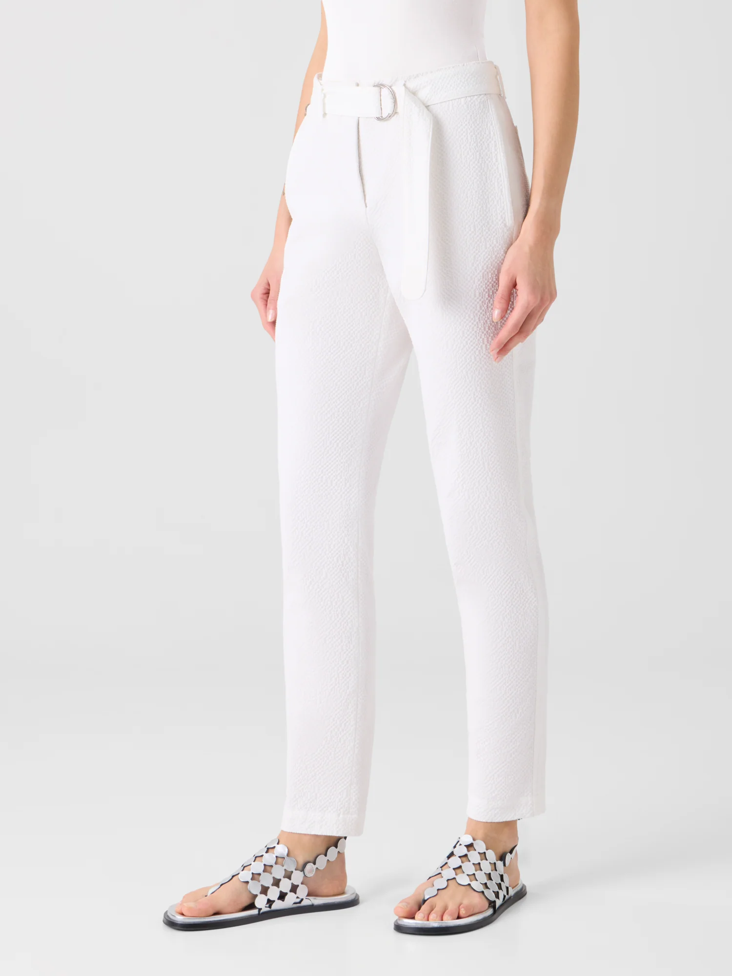 Fallon Mid-Rise Cotton Seersucker Tapered Pants - Image 5
