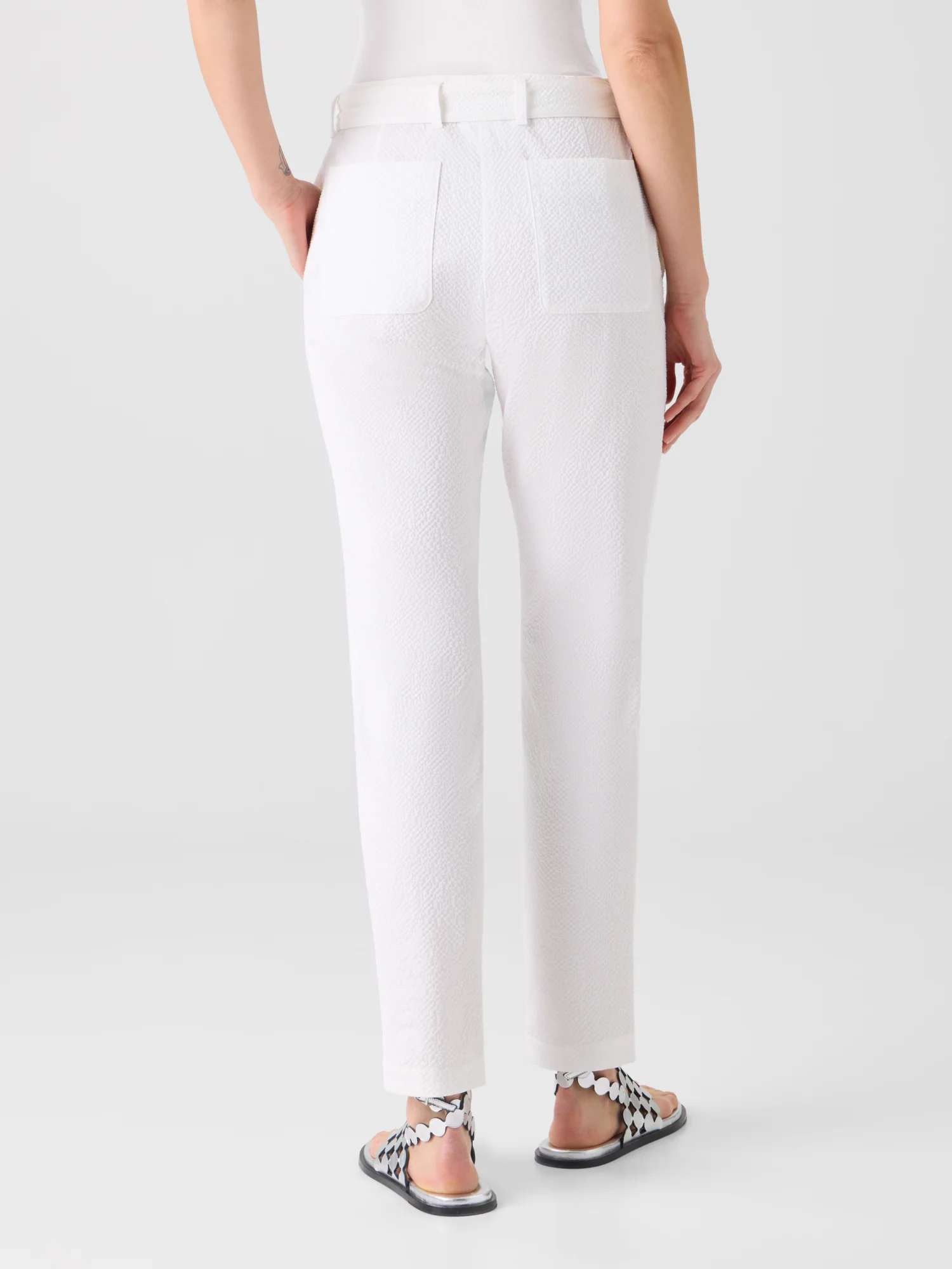 Fallon Mid-Rise Cotton Seersucker Tapered Pants - Image 7