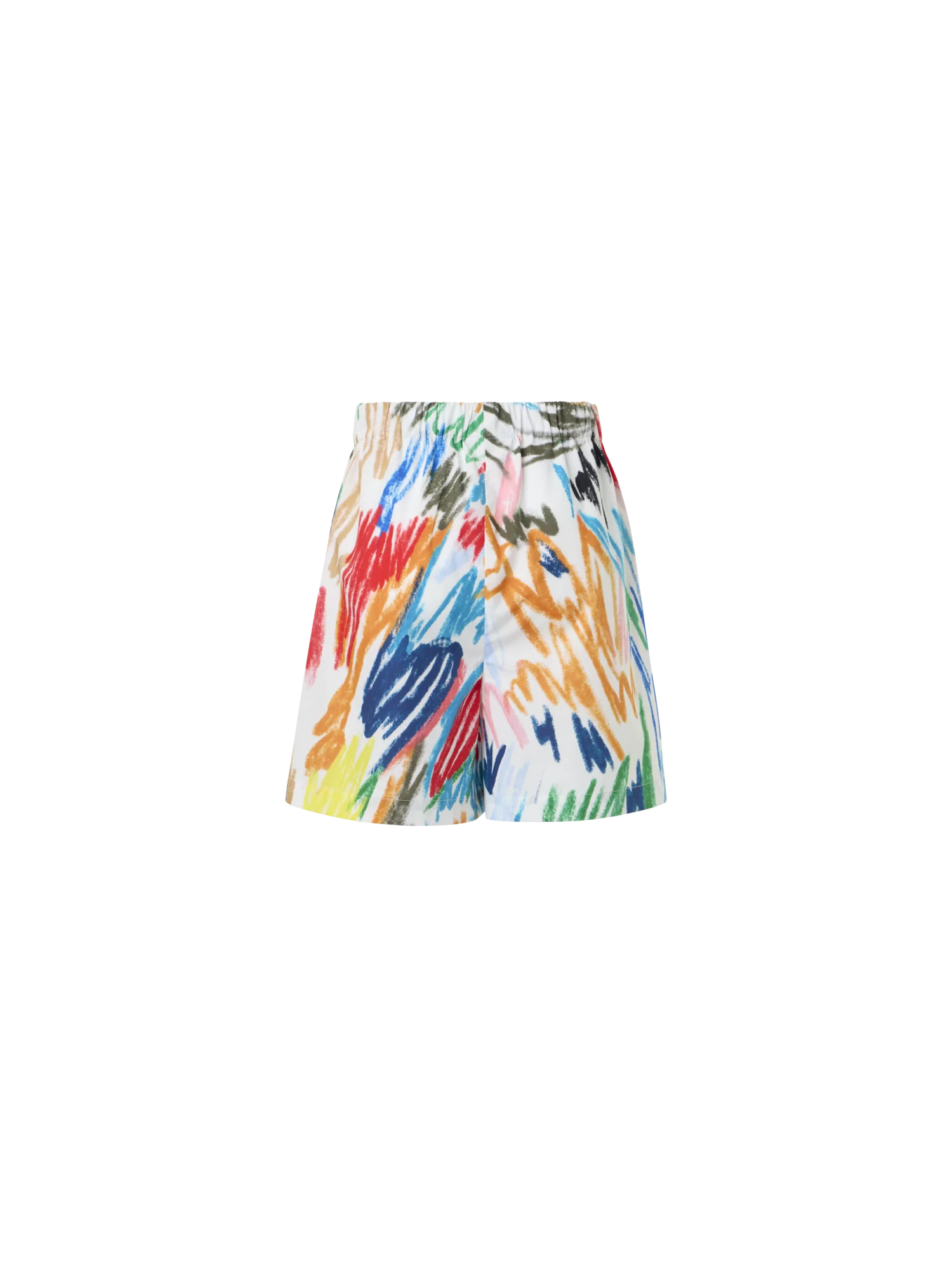 Felice Elastic Waist Scribble Print Cotton Shorts - Image 5